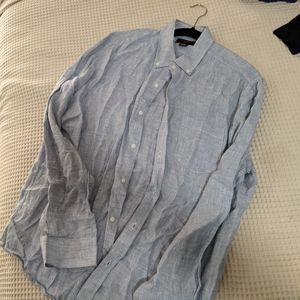 Black Brown 1826 Linen Button Shirt